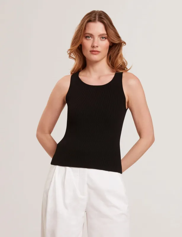 CREW NECK TANK TOP WITH RIB | RICH BLACK sold by Ted Baker
