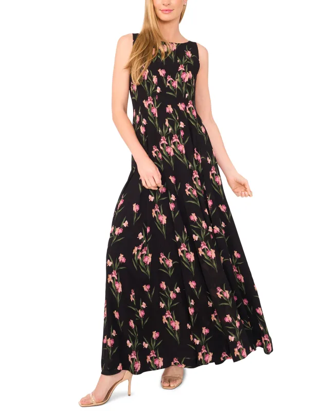 SLEEVELESS PLEATED MAXI DRESS | RICH BLACK sold by Ted Baker