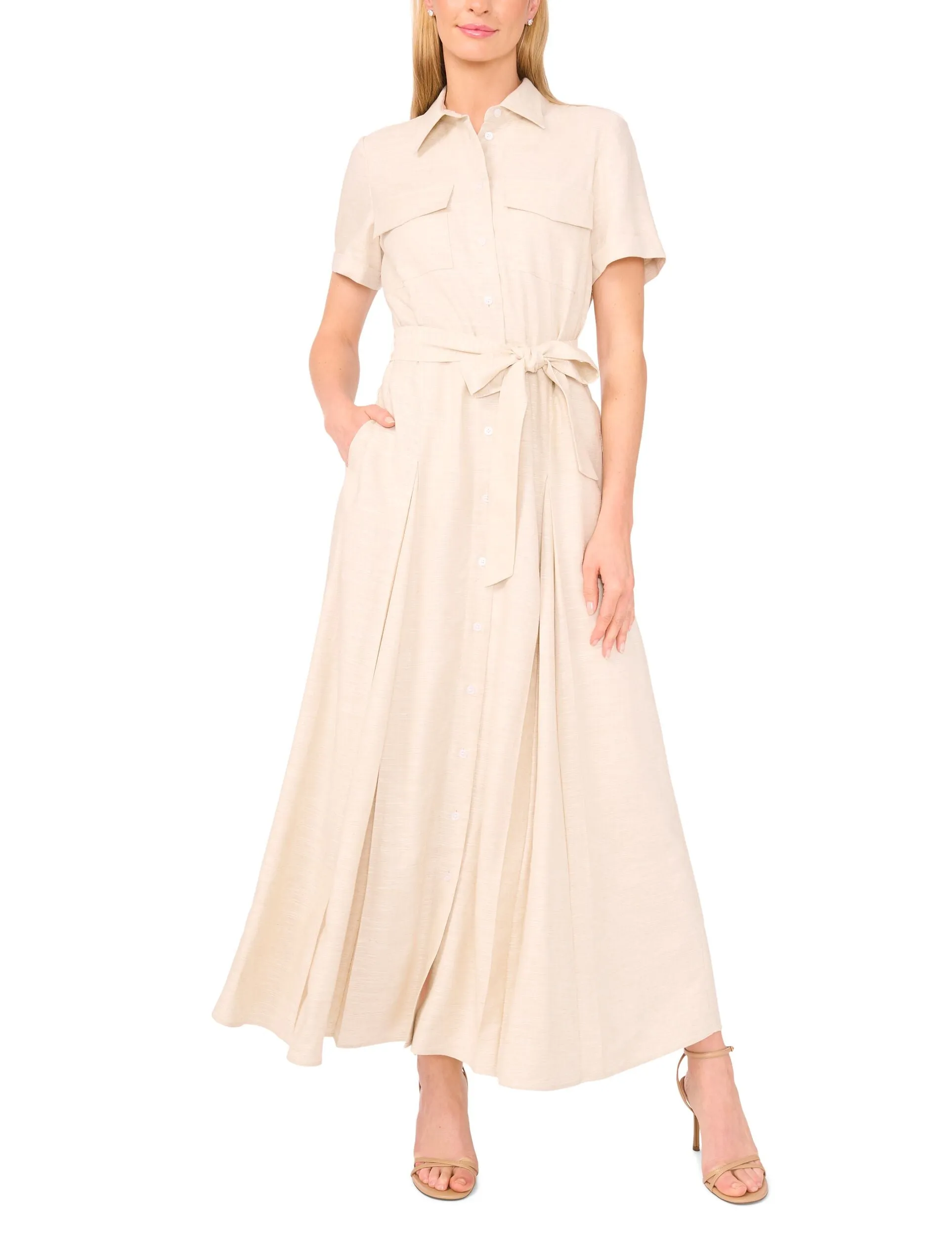 SHIRT DRESS WITH SELF BELT | TAUPE BISQUE sold by Ted Baker