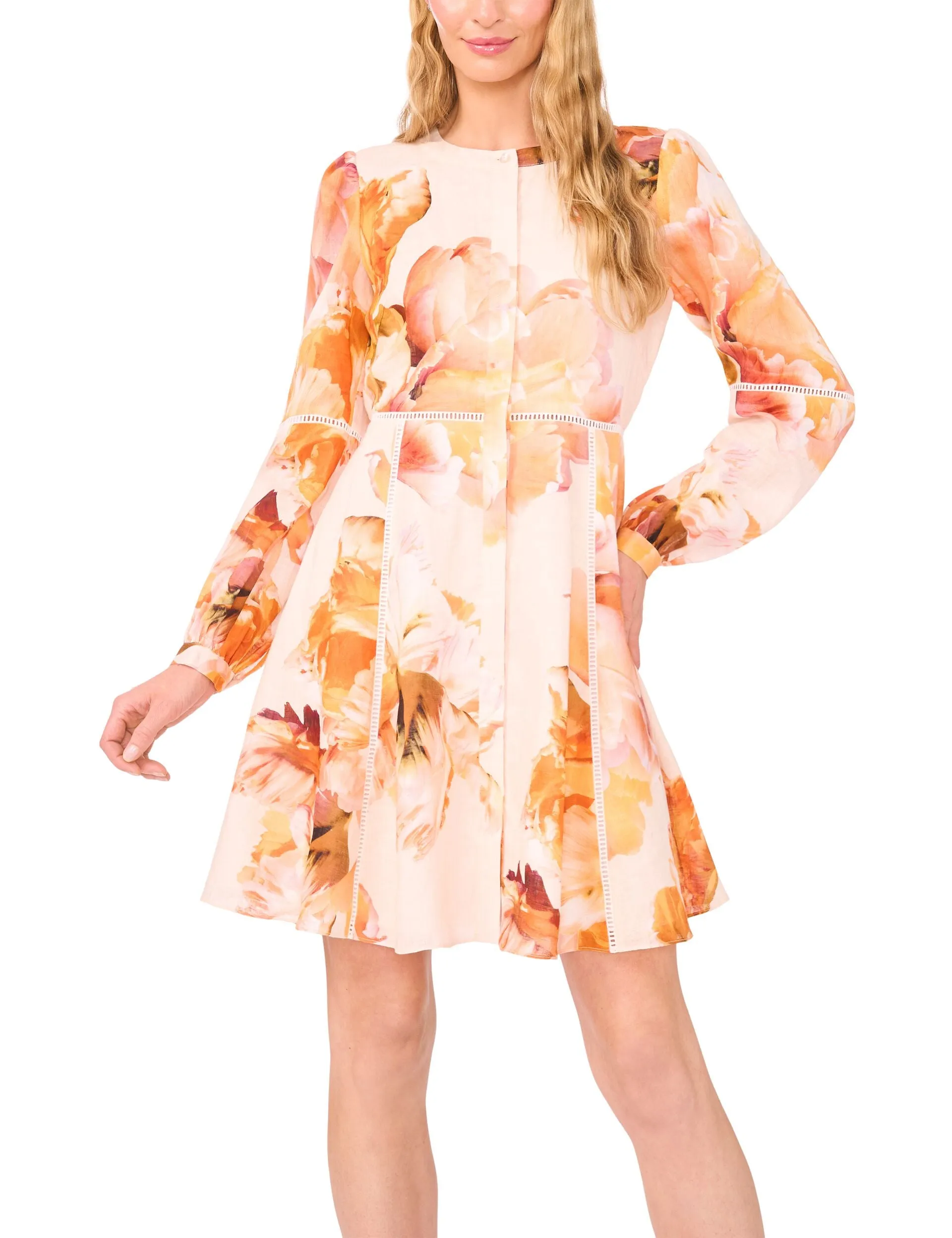 BUTTON FRONT MINI DRESS | ORANGE sold by Ted Baker product image thumbnail 2