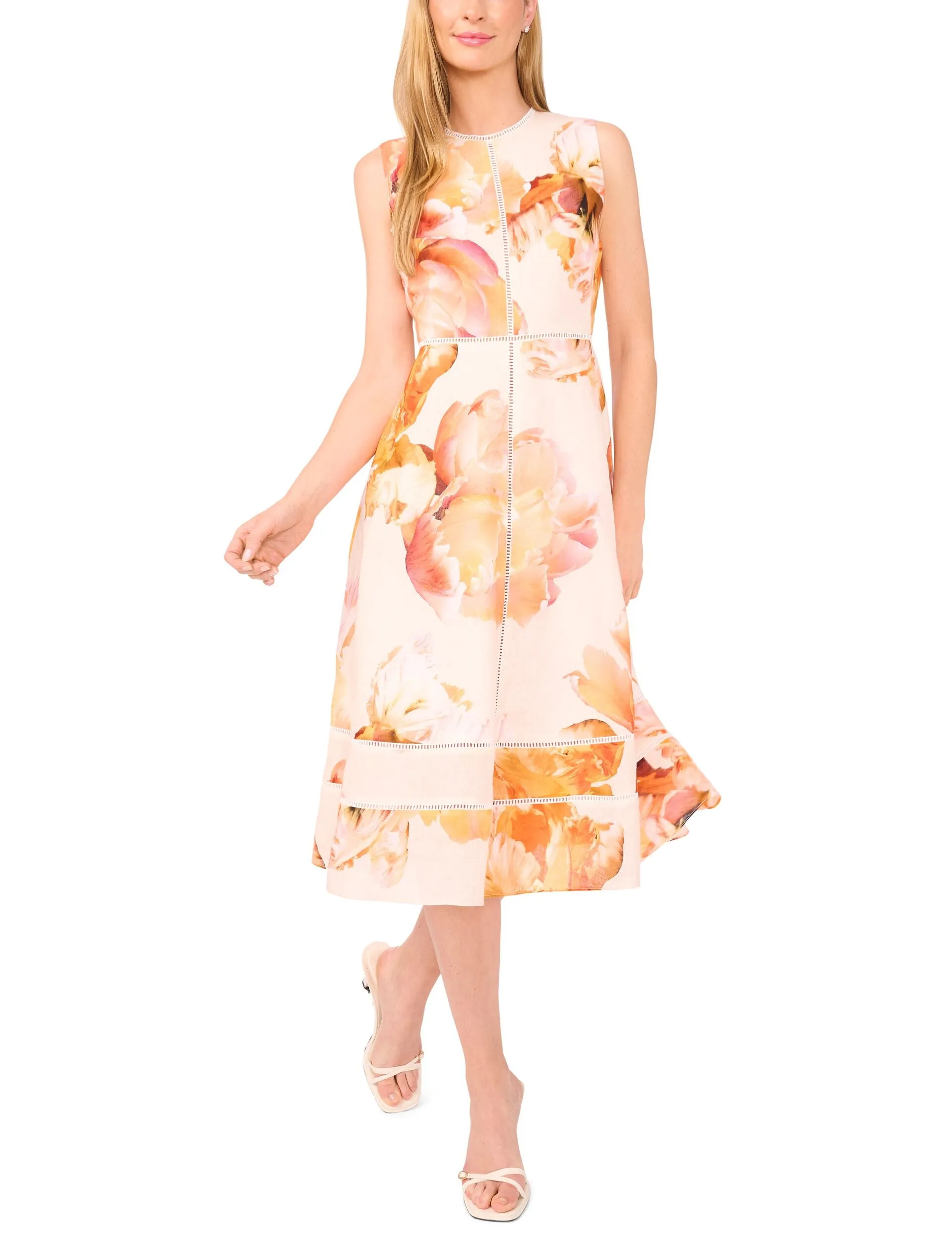 SLEEVELESS SEAM DETAIL DRESS | ORANGE sold by Ted Baker