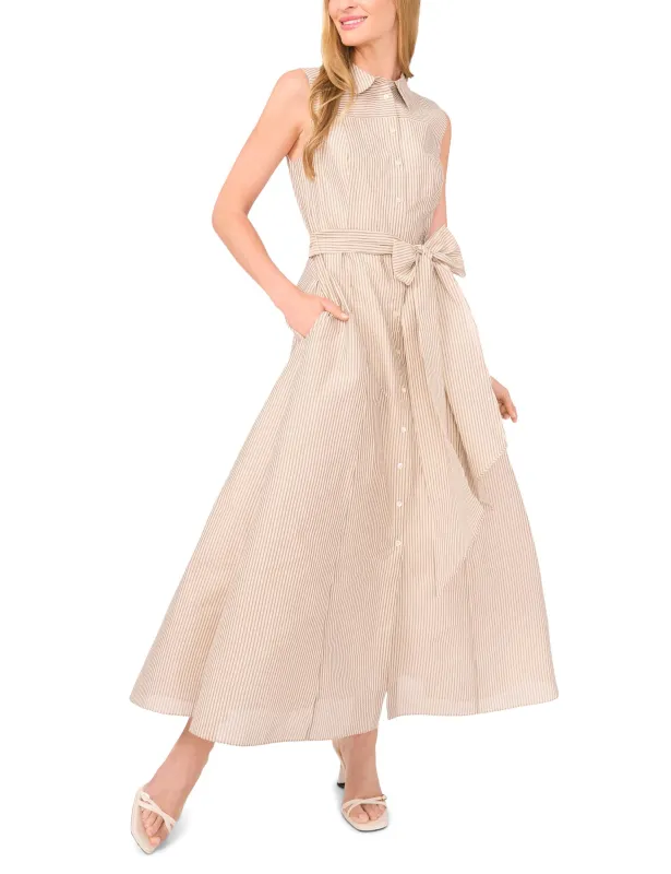 SLEEVELESS SHIRT MIDI DRESS WITH DOUBLE SLIT | TAUPE BISQUE sold by Ted Baker