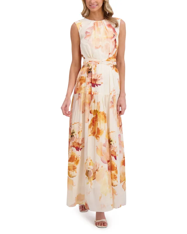SLEEVELESS WRAPPED WAIST MAXI DRESS | SPICY ORANGE sold by Ted Baker