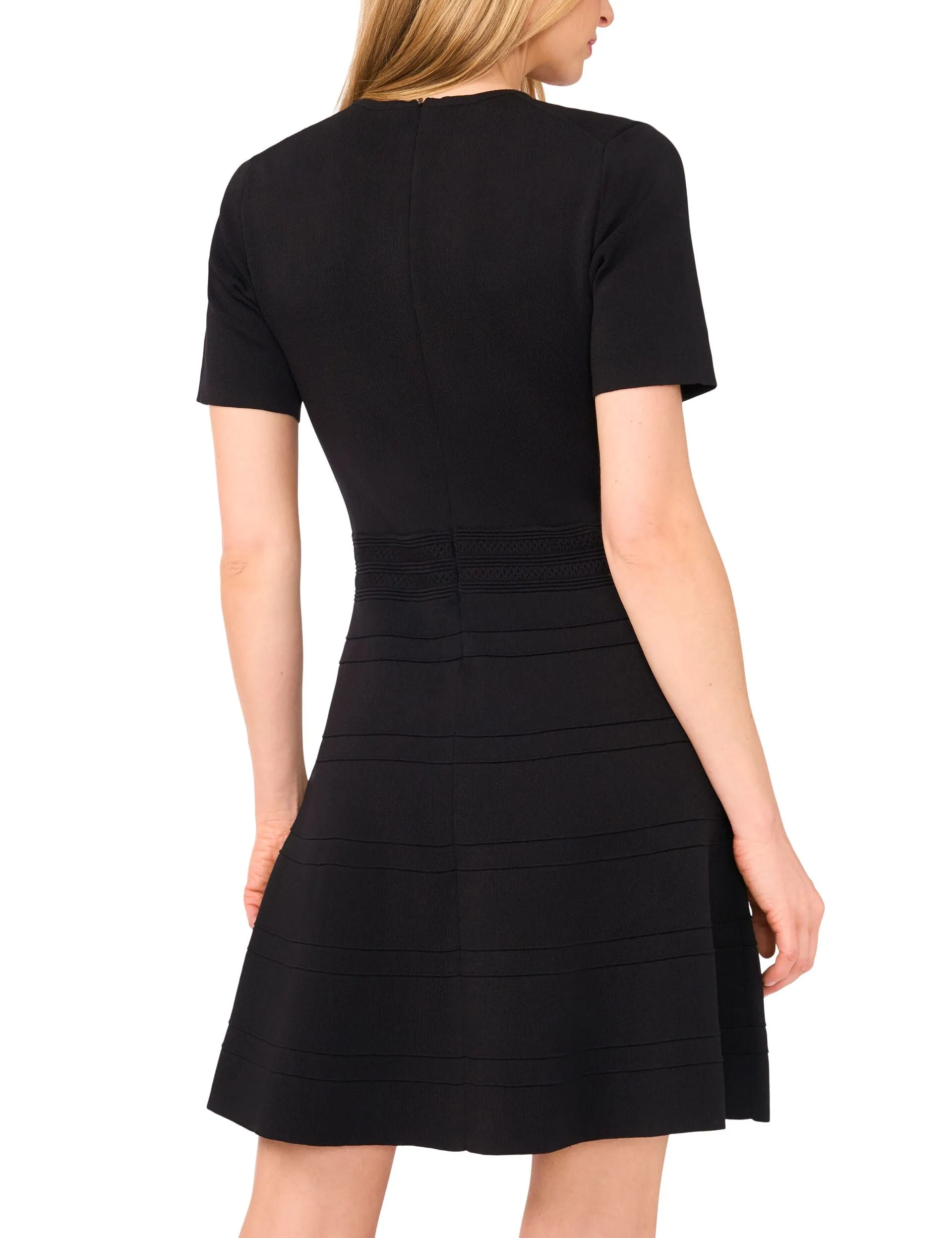 SHORT SLEEVE CREW NECK FLARE MINI DRESS | BLACK sold by Ted Baker product image thumbnail 3