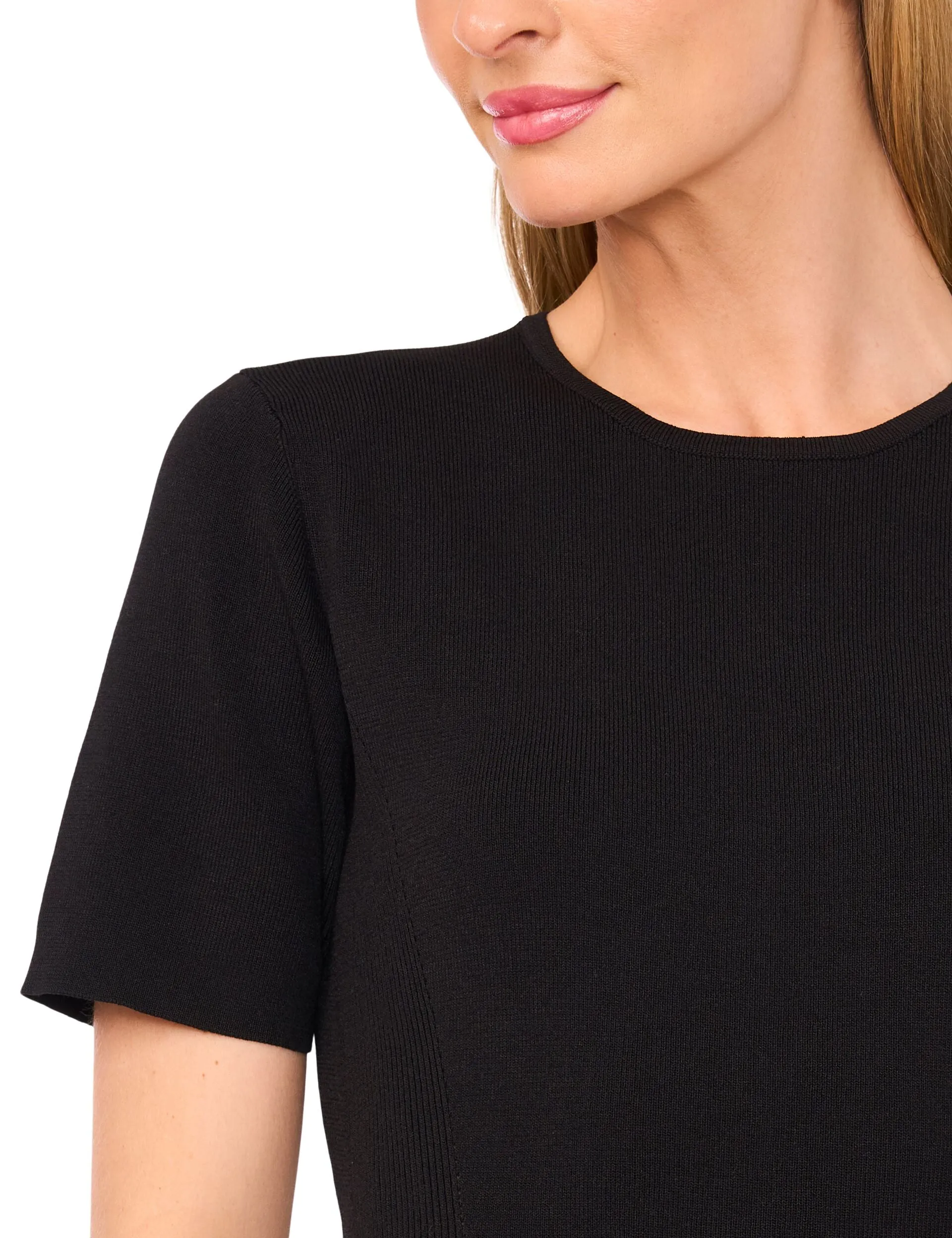 SHORT SLEEVE CREW NECK FLARE MINI DRESS | BLACK sold by Ted Baker product image thumbnail 5