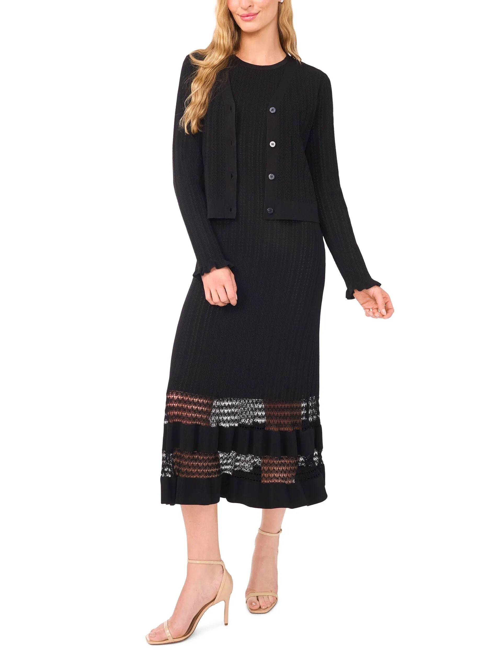SLEEVELESS CREW NECK MIDI DRESS | BLACK sold by Ted Baker product image thumbnail 4