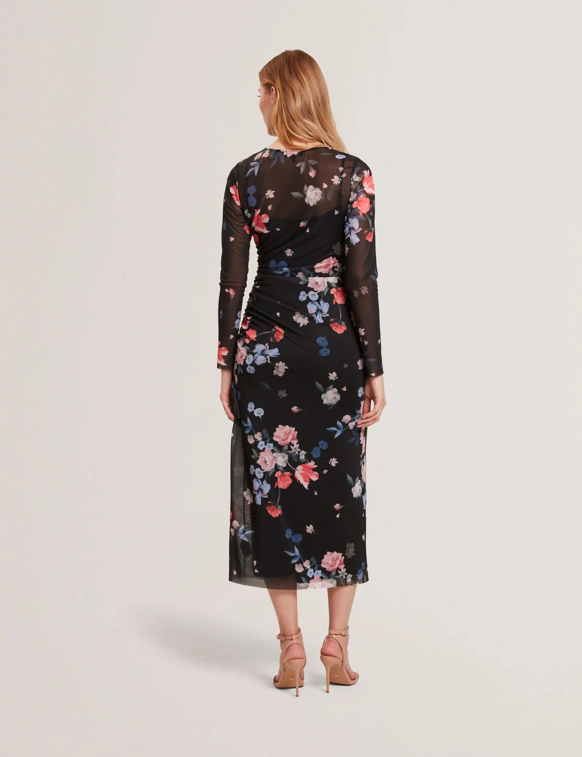 MESH PRINTED COLUMN DRESS | BLACK sold by Ted Baker product image thumbnail 4