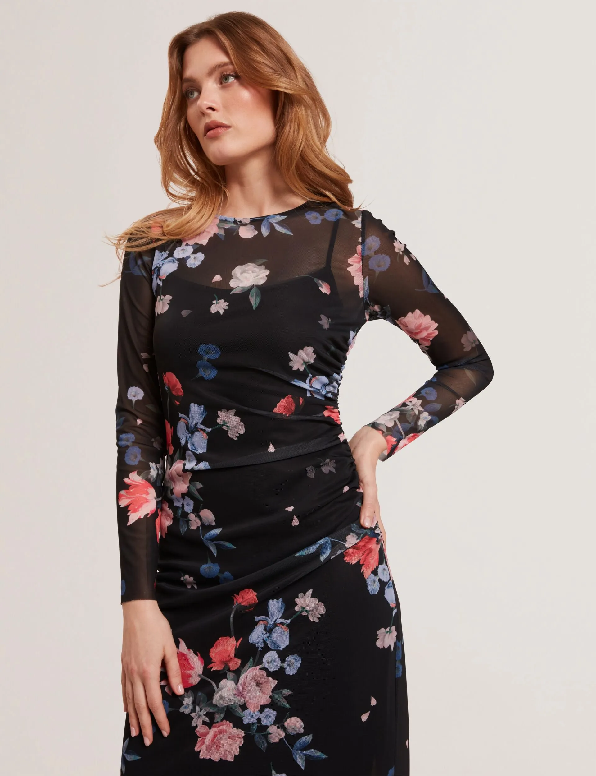 MESH PRINTED COLUMN DRESS | BLACK sold by Ted Baker product image thumbnail 5