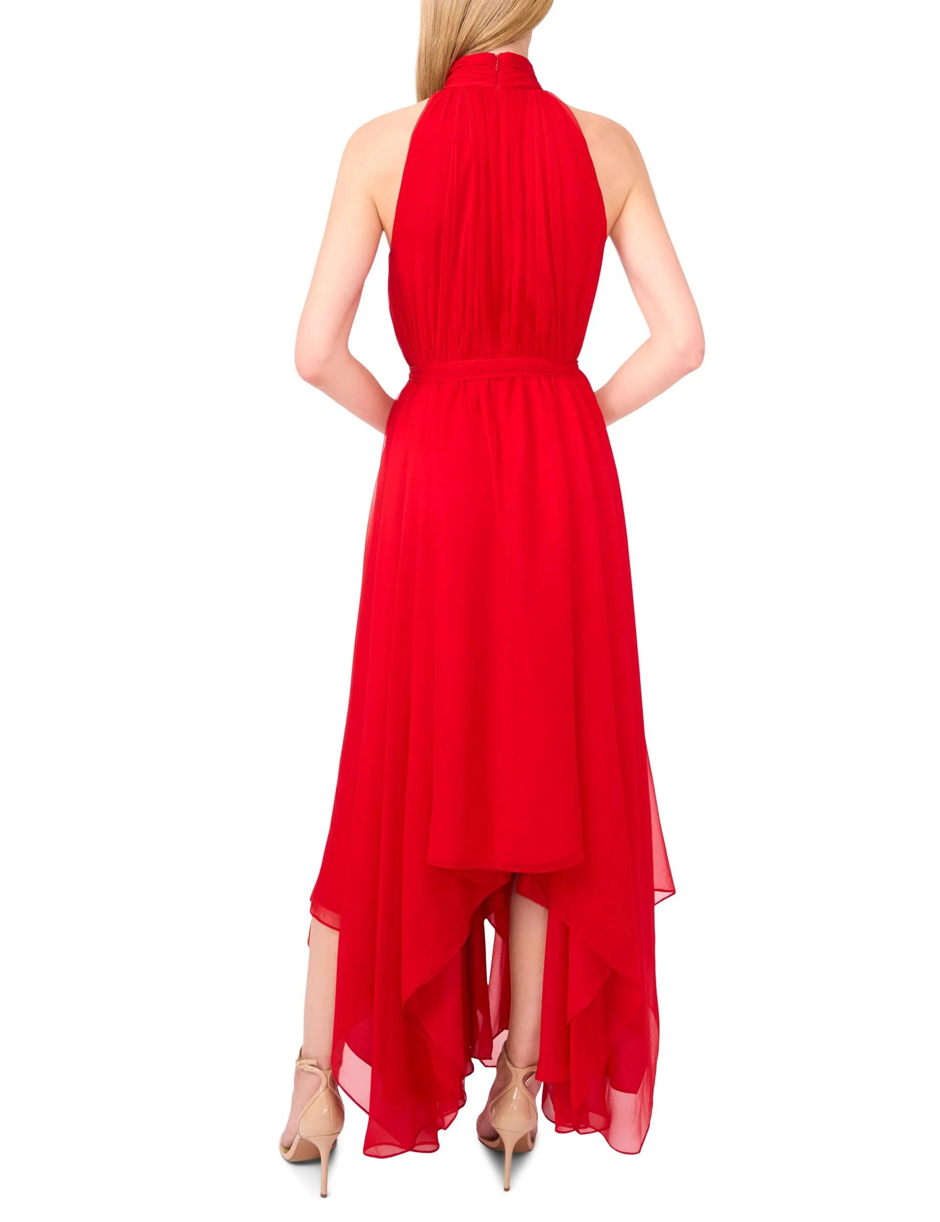 HALTER NECK HANKERCHIEF HEM MIDI DRESS | RED sold by Ted Baker product image thumbnail 2