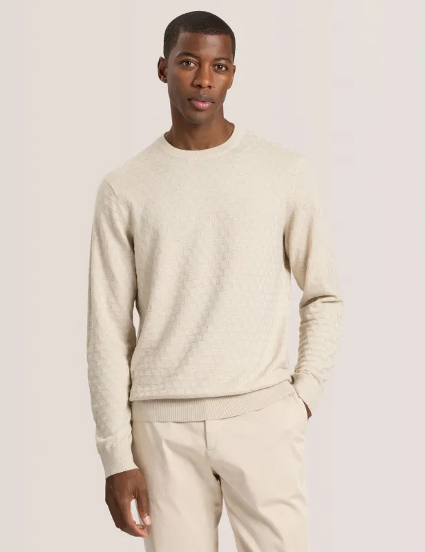 T STITCH LONG SLEEVE CREW NECK SWEATER | EGRET HEATHER sold by Ted Baker