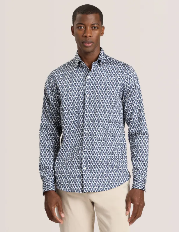 SOREN LONG SLEEVE ARCHIE PRINT SHIRT | DARK DENIM sold by Ted Baker