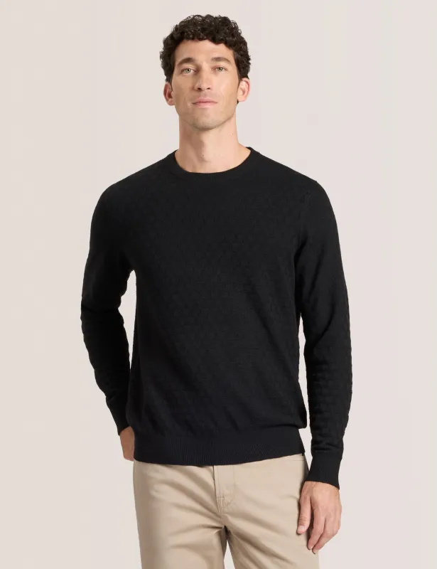 T STITCH LONG SLEEVE CREW NECK SWEATER | BLACK BEAUTY sold by Ted Baker