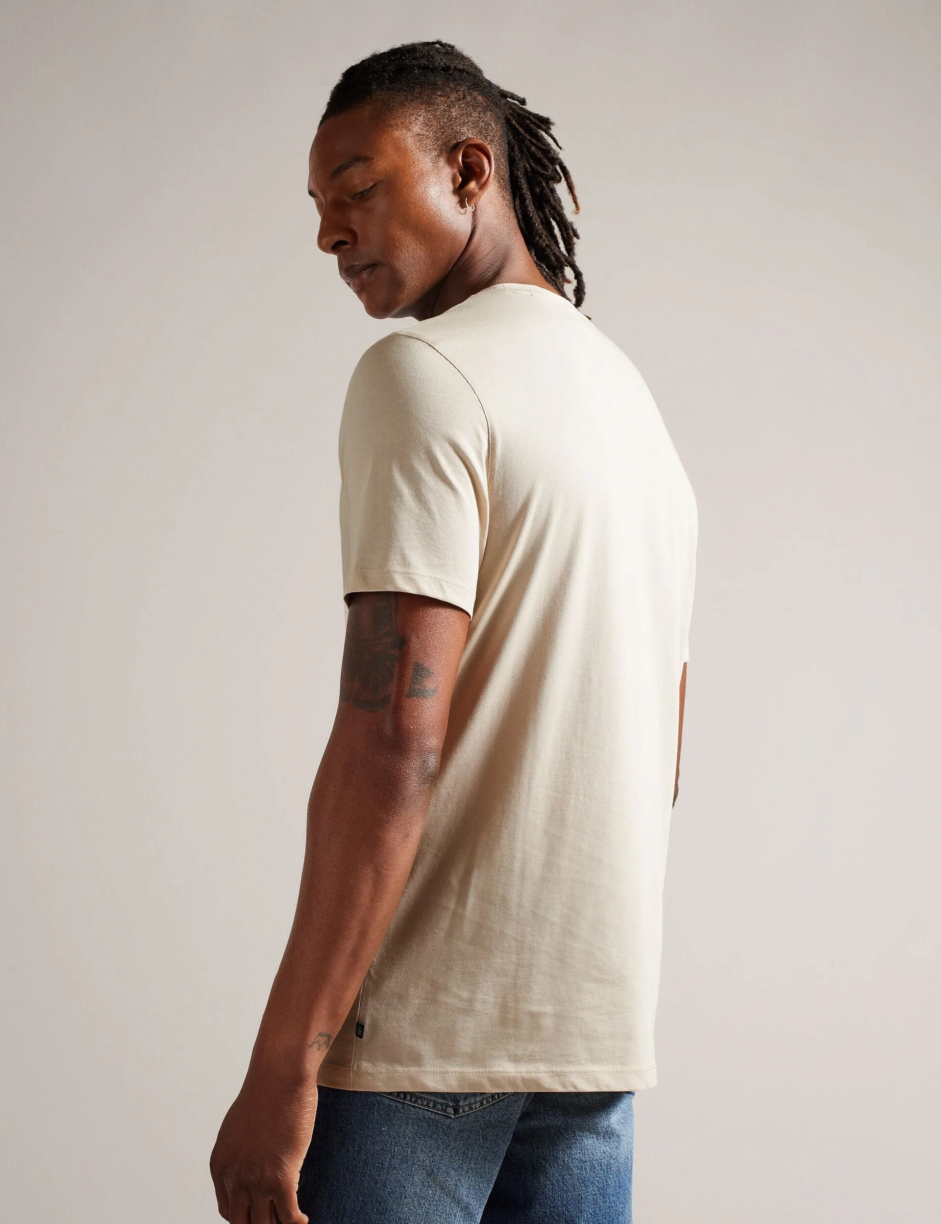 SHORT SLEEVE BRANDED T-SHIRT | STONE sold by Ted Baker product image thumbnail 5