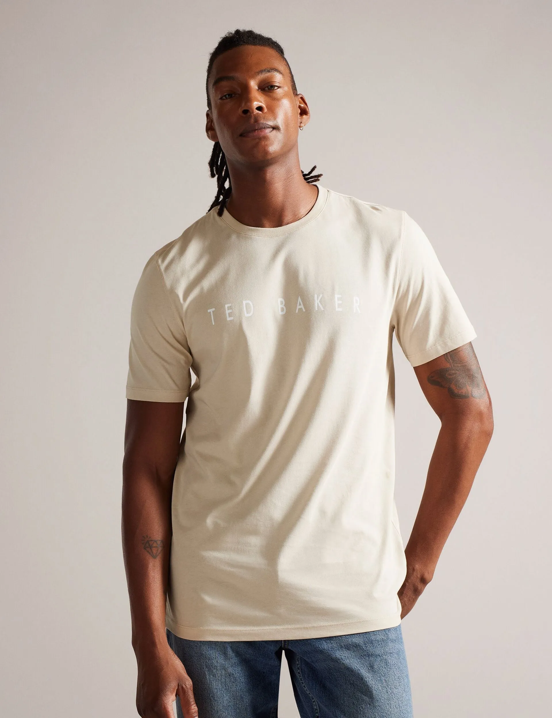 SHORT SLEEVE BRANDED T-SHIRT | STONE sold by Ted Baker product image thumbnail 2