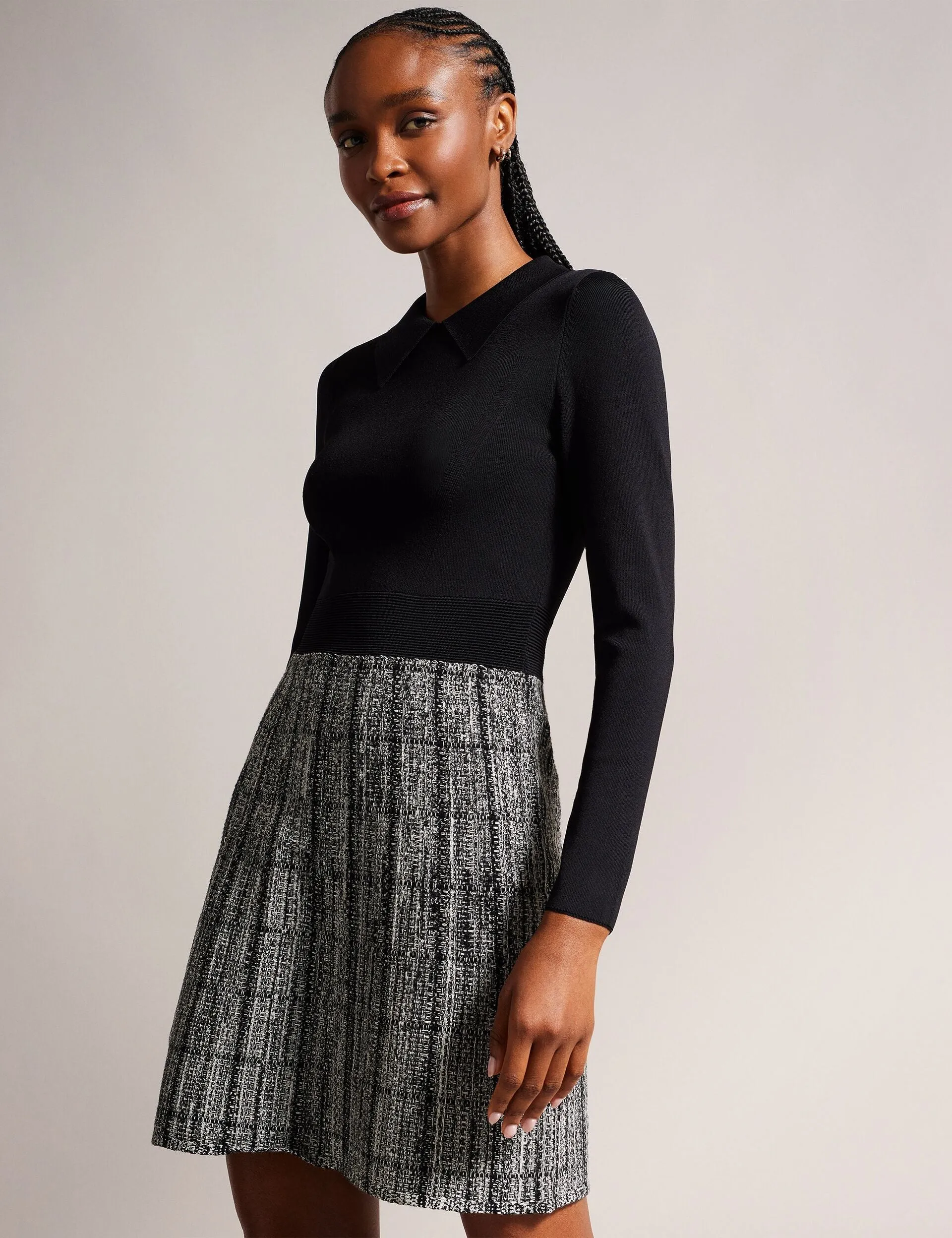LONG SLEEVE MOCK DETAIL DRESS | BLACK sold by Ted Baker product image thumbnail 4