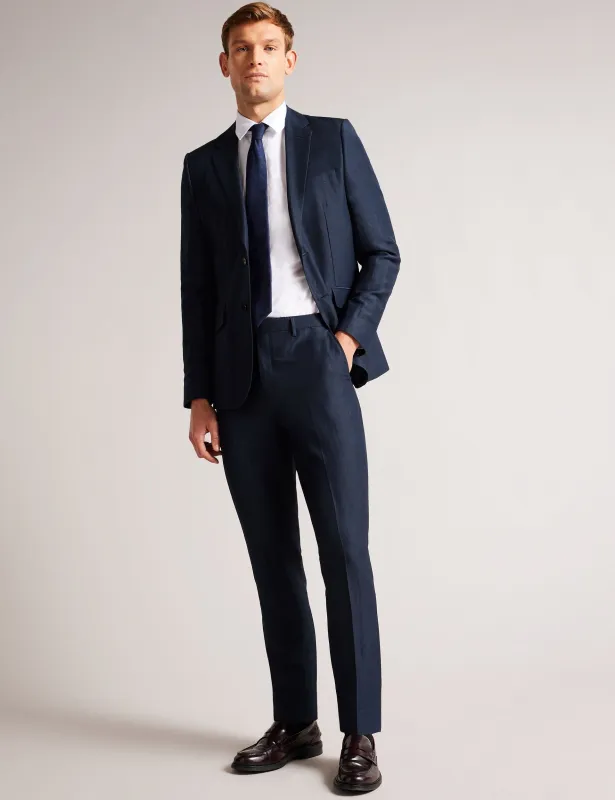 SLIM FIT WOOL LINEN TROUSER | NAVY sold by Ted Baker