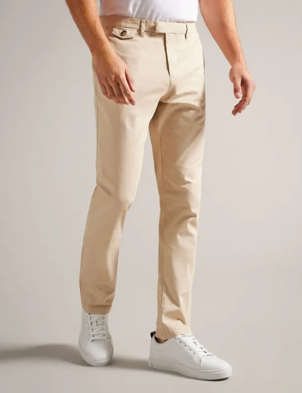 SLIM TEXTURED CHINO TROUSER | STONE sold by Ted Baker