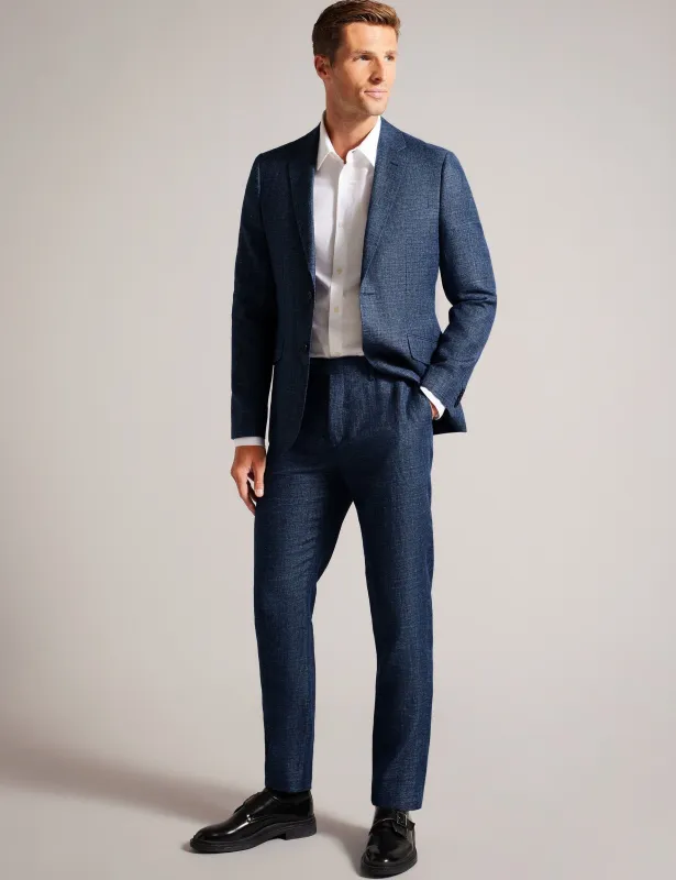 SLIM LINEN WOOL TROUSERS | NAVY made by Ted Baker