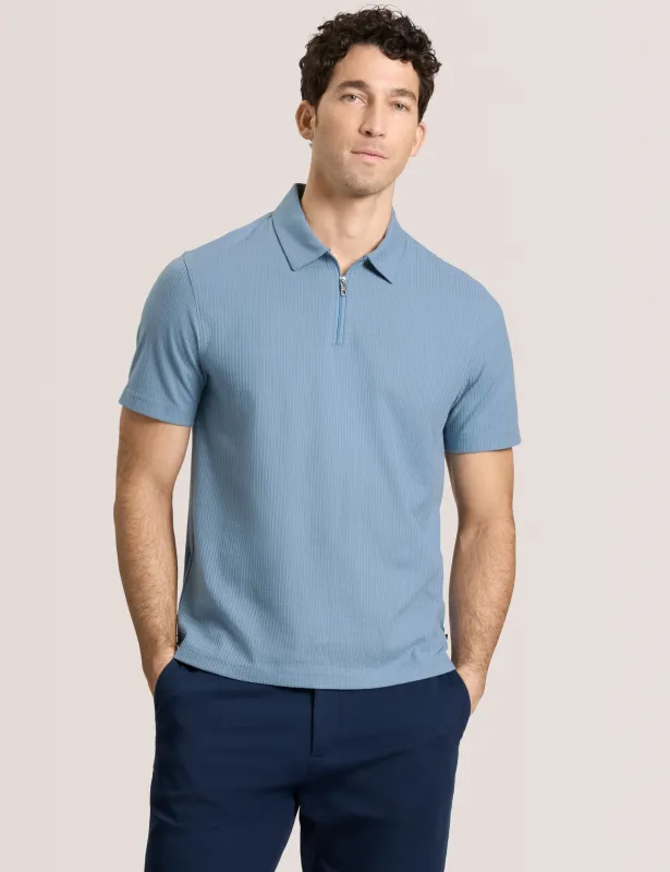 RIB ZIP POLO | LT-BLUE sold by Ted Baker
