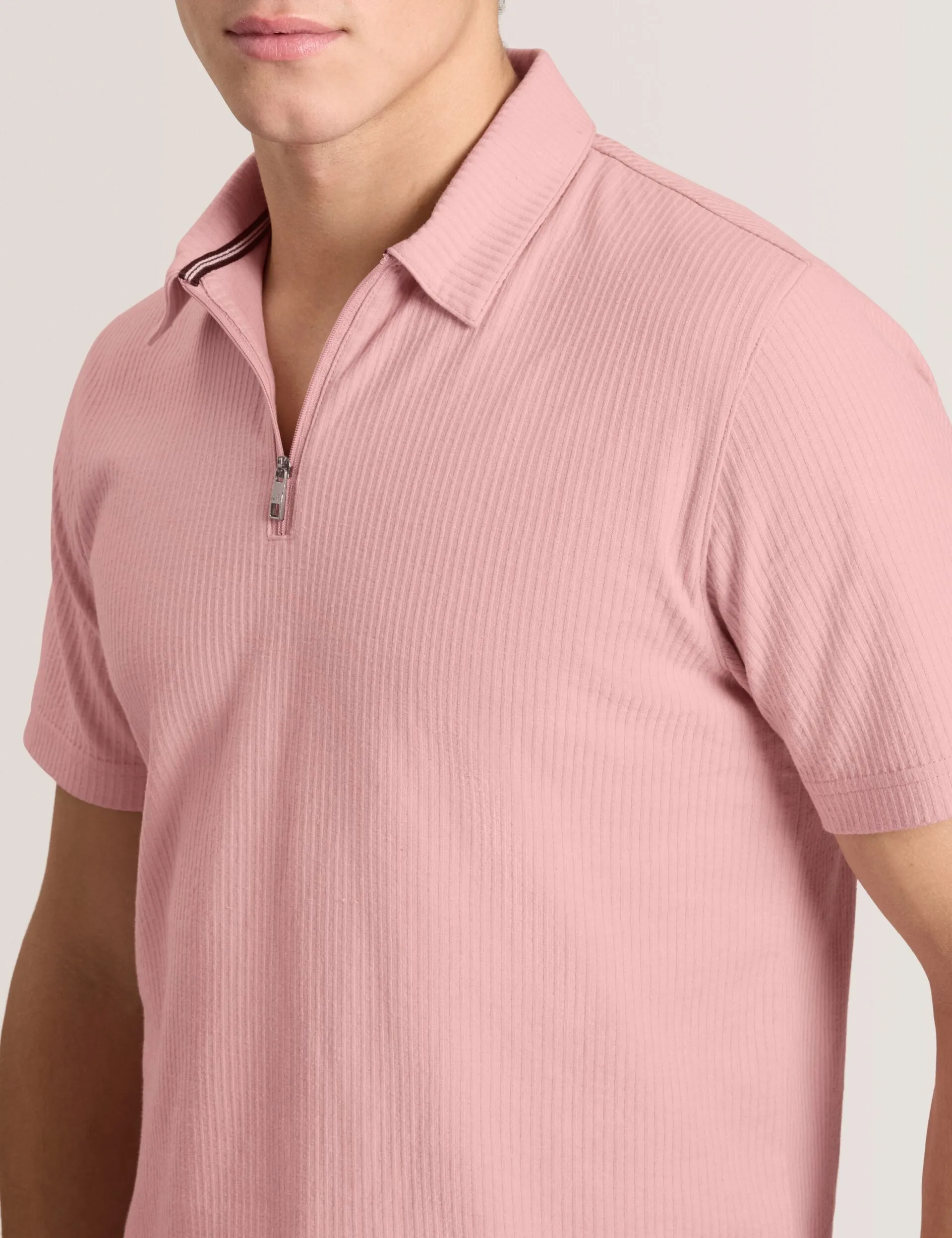 RIB ZIP POLO | PALE PINK sold by Ted Baker product image thumbnail 4