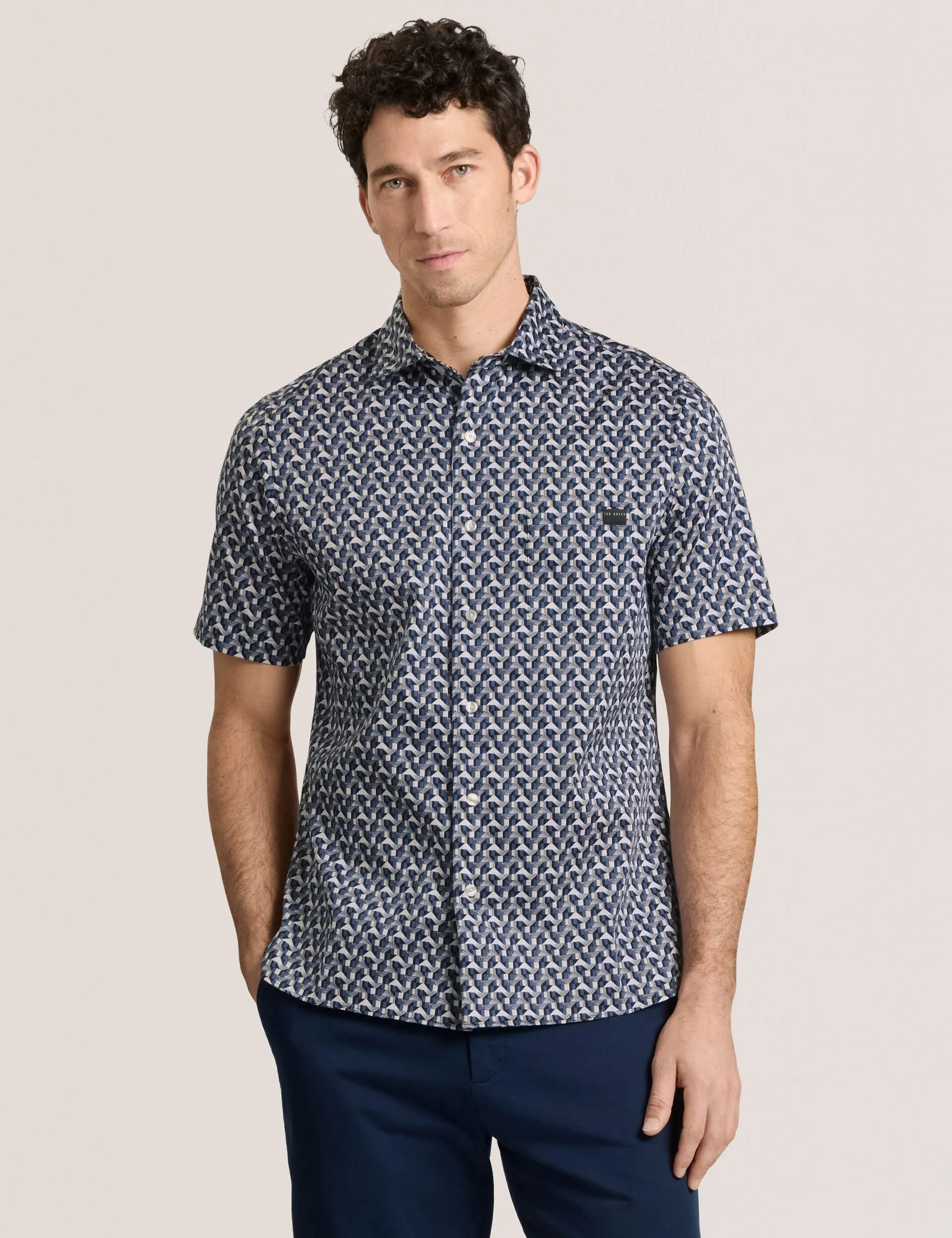 Printed Shirt | DARK NAVY sold by Ted Baker