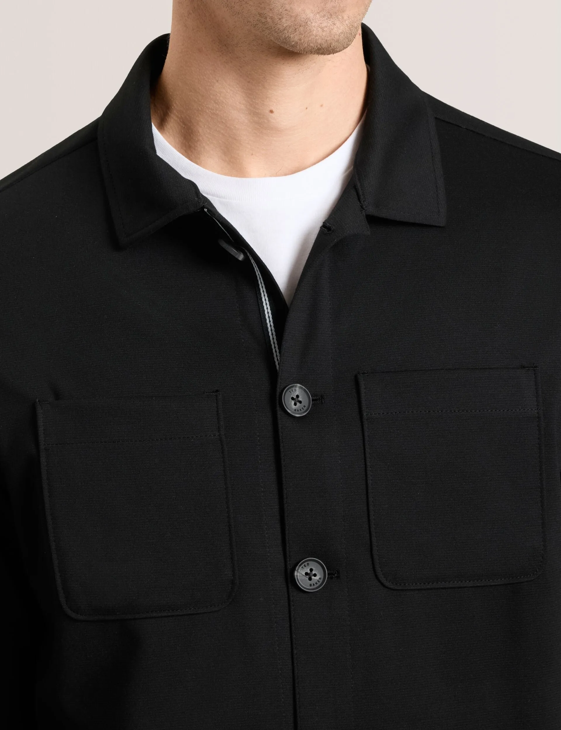 BUTTON FRONT SHACKET | BLACK sold by Ted Baker product image thumbnail 4