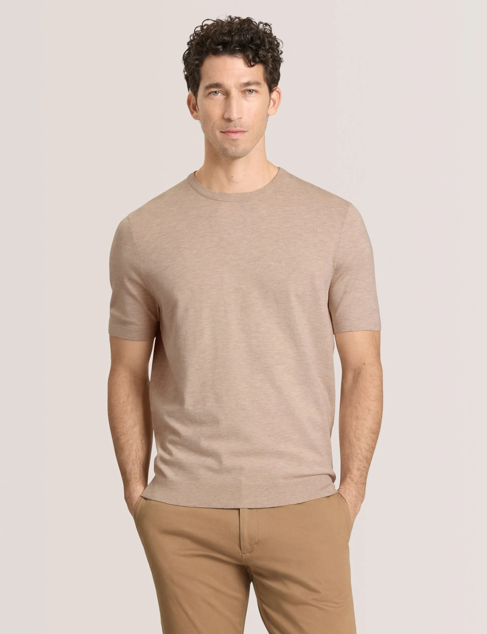 SHORT SLEEVE SWEATER | TAUPE sold by Ted Baker