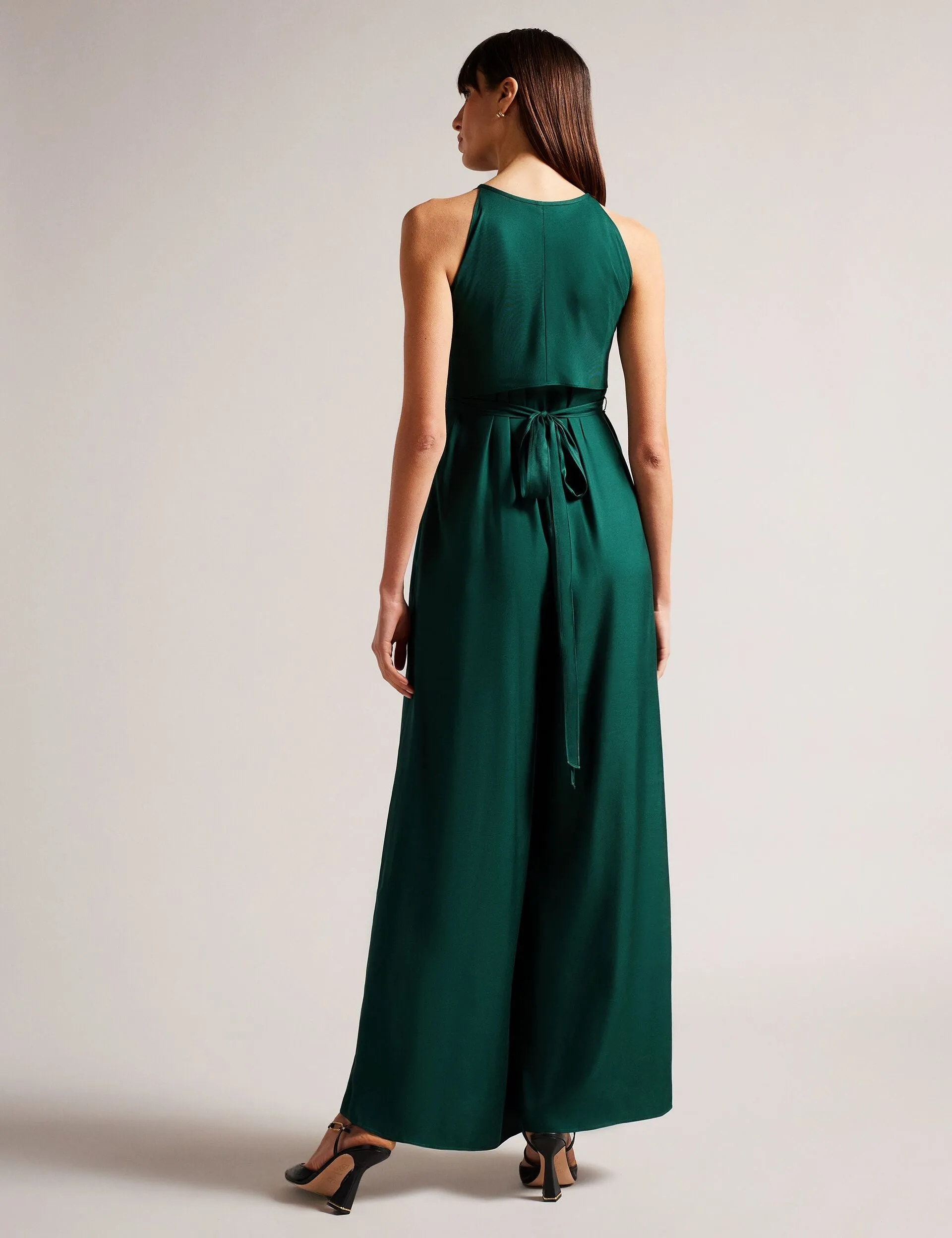 HALTER NECK JUMPSUIT WITH WRAP BODICE | DARK GREEN sold by Ted Baker product image thumbnail 5