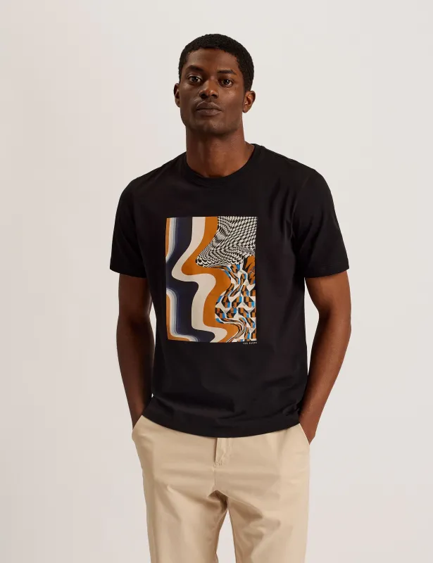 REGULAR BOX PRINT T-SHIRT | BLACK made by Ted Baker