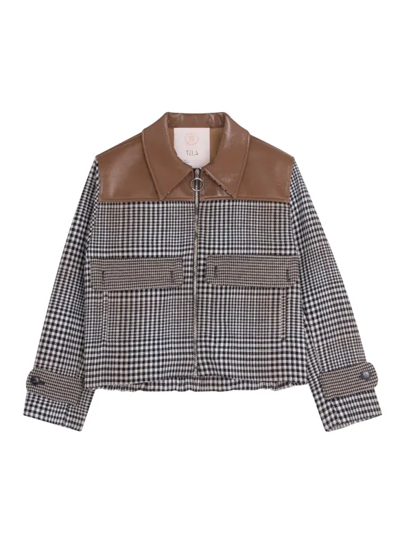 Pied De Poule Cropped Jacket made by Tela
