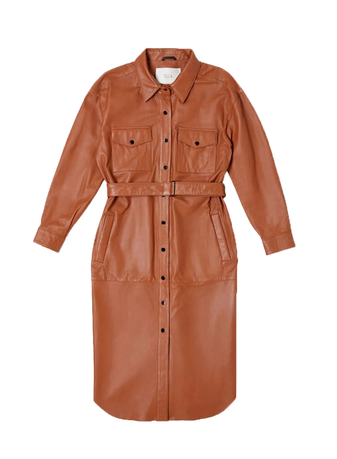 Leather Buttoned Long Dress sold by Tela