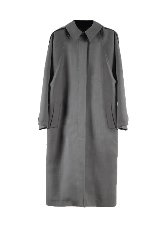 Grey Wool Overcoat Trench sold by Tela