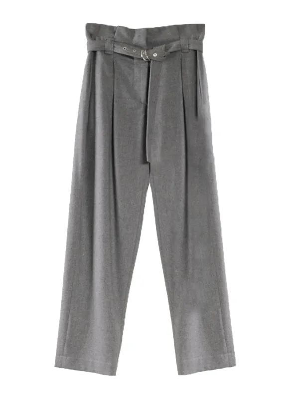 Grey Straight-Leg Trousers With Belt sold by Tela