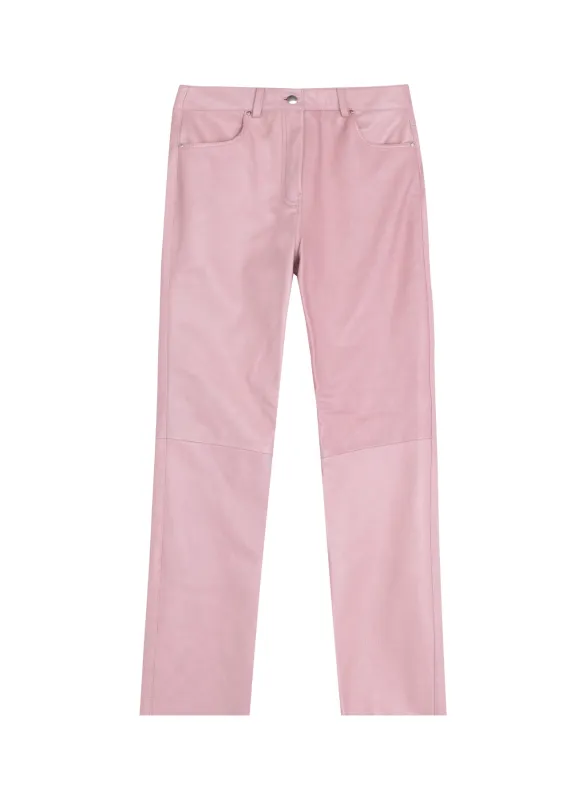 Pastel Pink Leather Trousers sold by Tela
