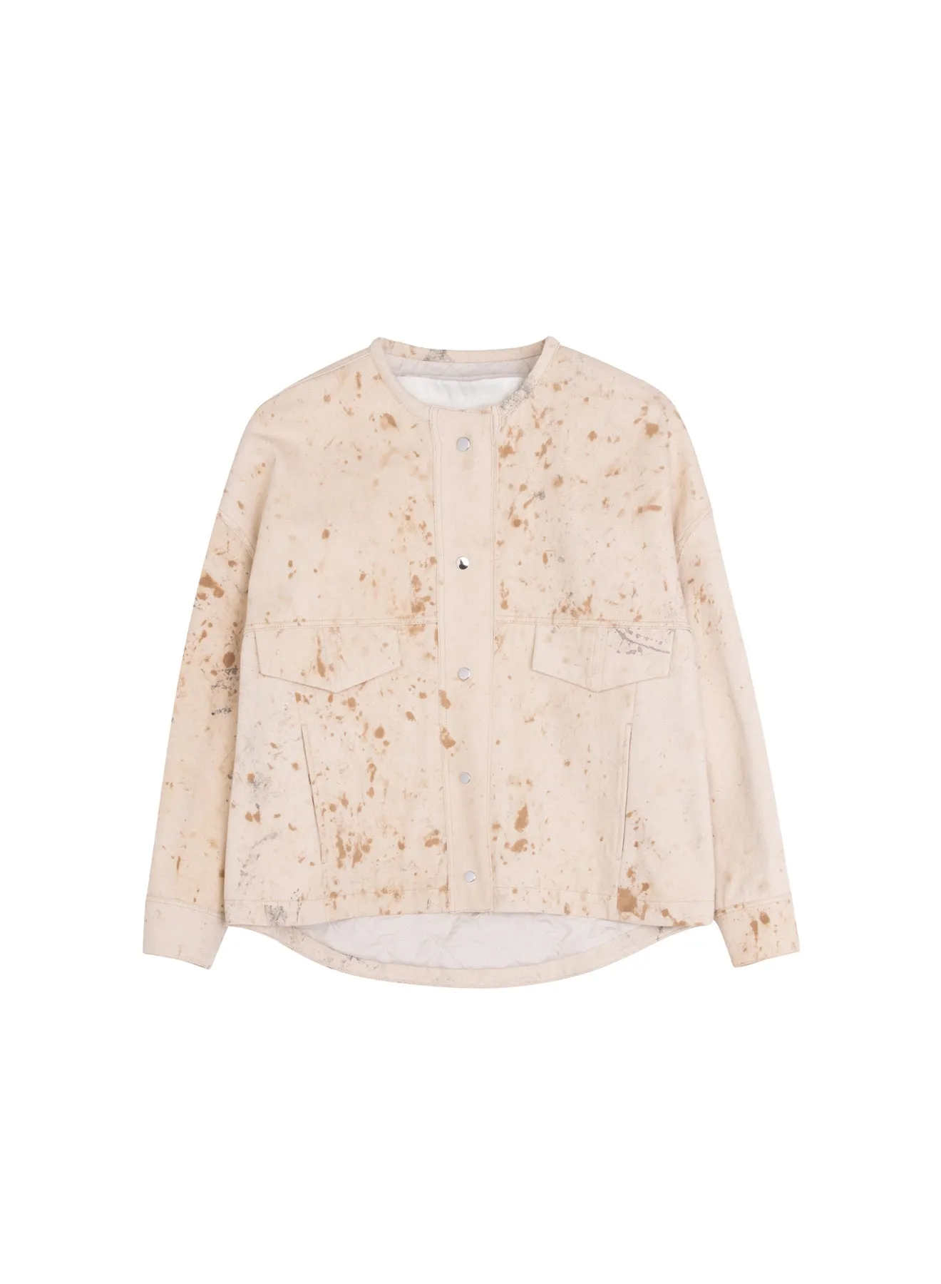 Cream Colored Jacket With Stain-Effect Detail sold by Tela