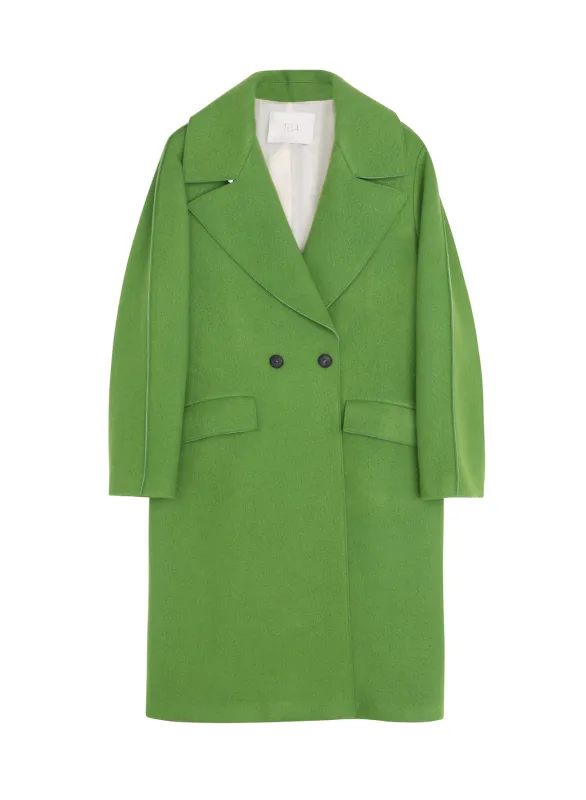 Green Double-Breasted Long Coat sold by Tela