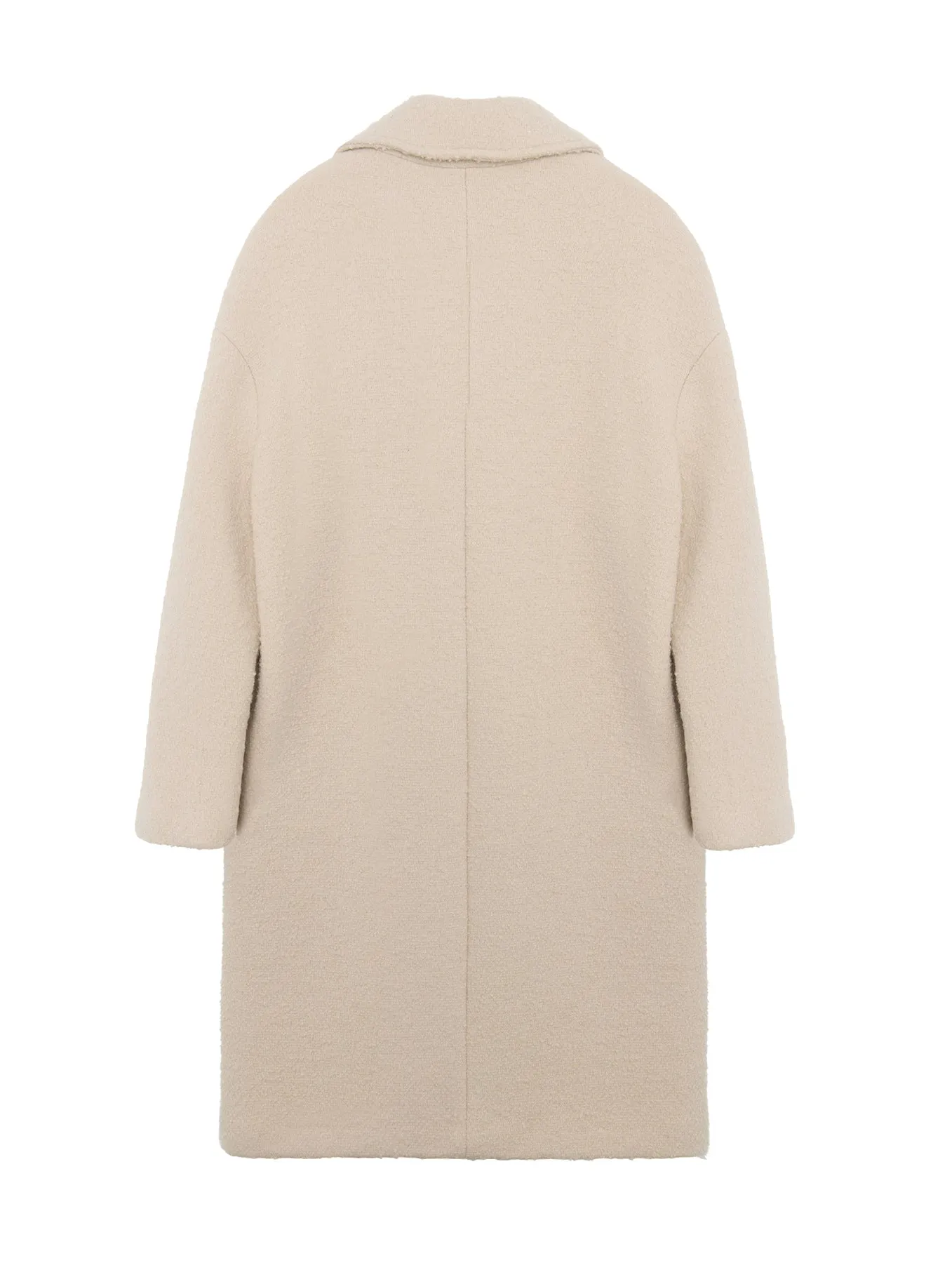 Cream White Bouclé Double-Breasted Long Coat sold by Tela product image thumbnail 2