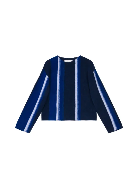 Blue And White Striped Brushed Knit Sweater sold by Tela