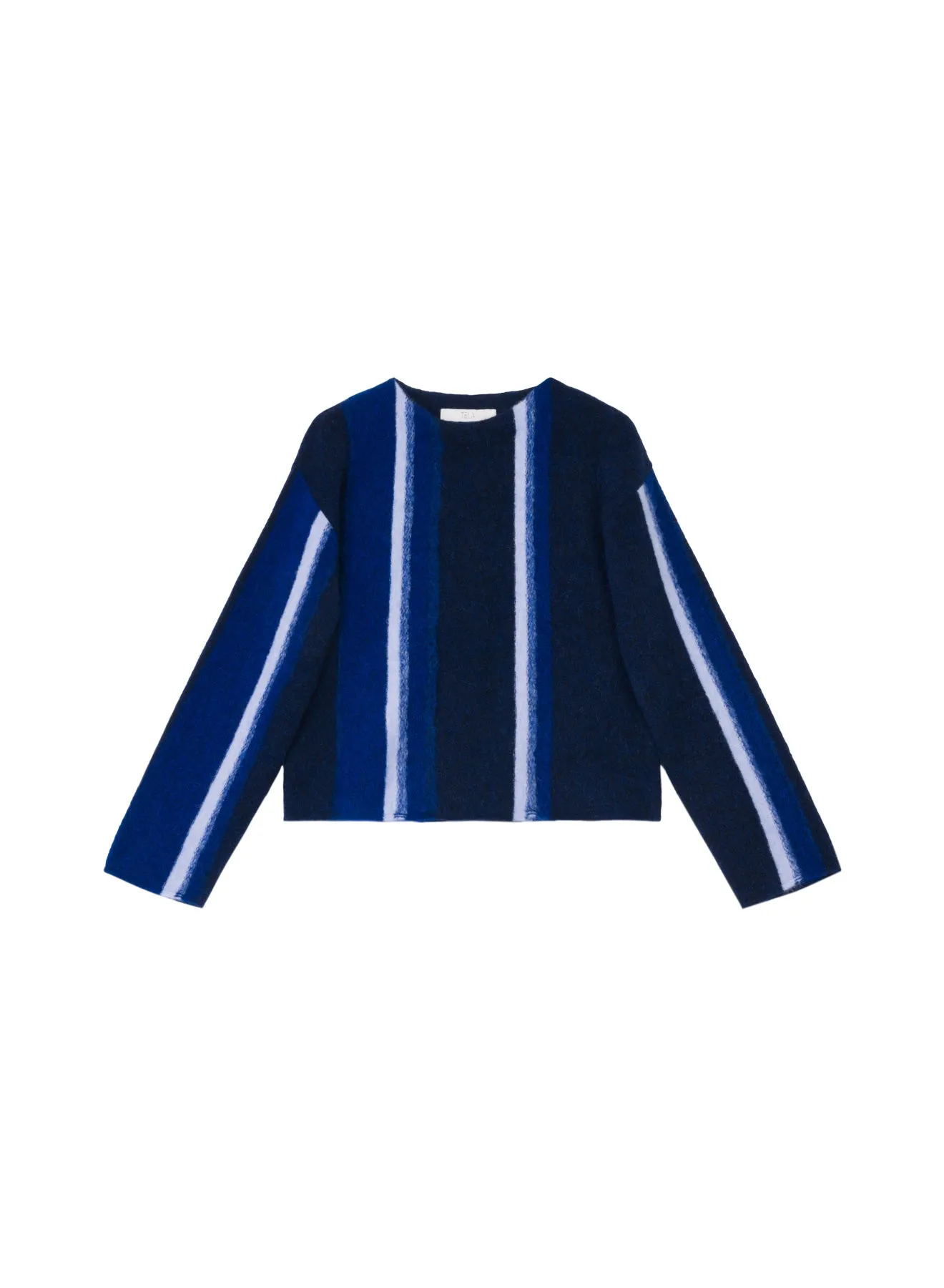 Blue And White Striped Brushed Knit Sweater sold by Tela