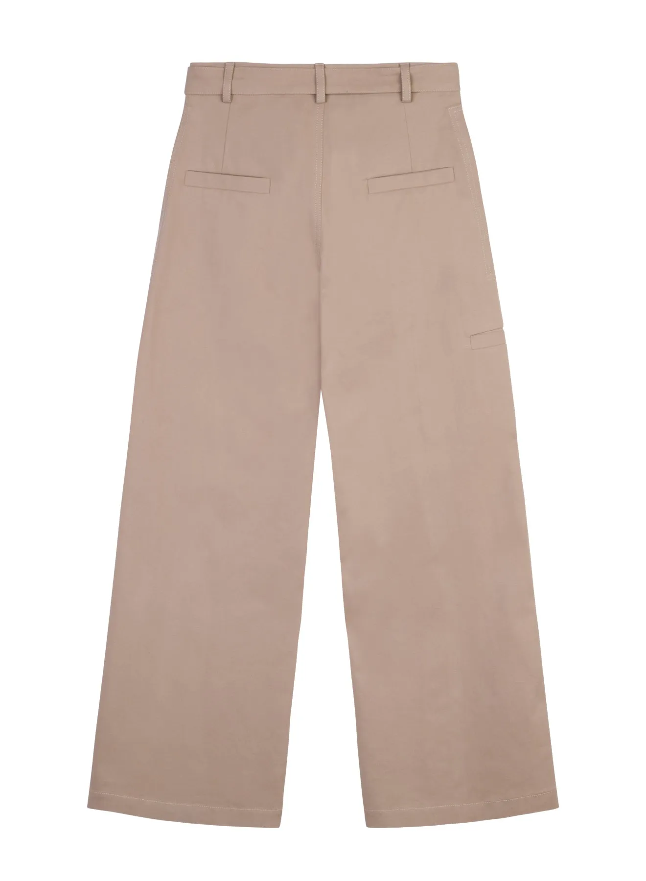 Beige Emirised Cotton Wide-Leg Trousers sold by Tela product image thumbnail 2