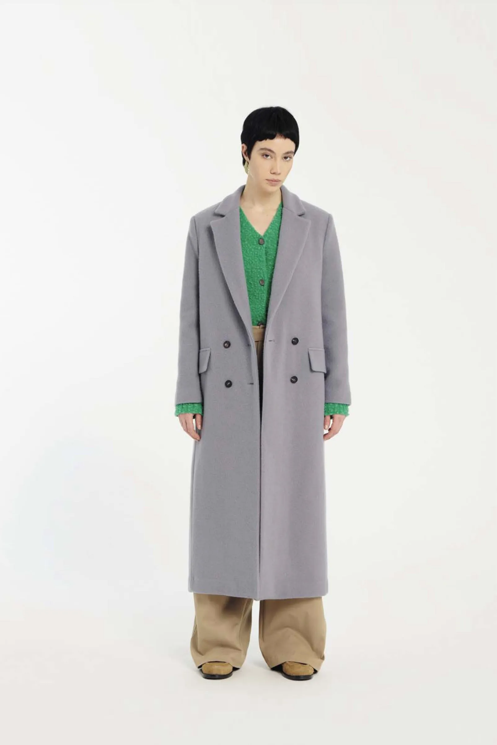 Beige Emirised Cotton Wide-Leg Trousers sold by Tela product image thumbnail 3