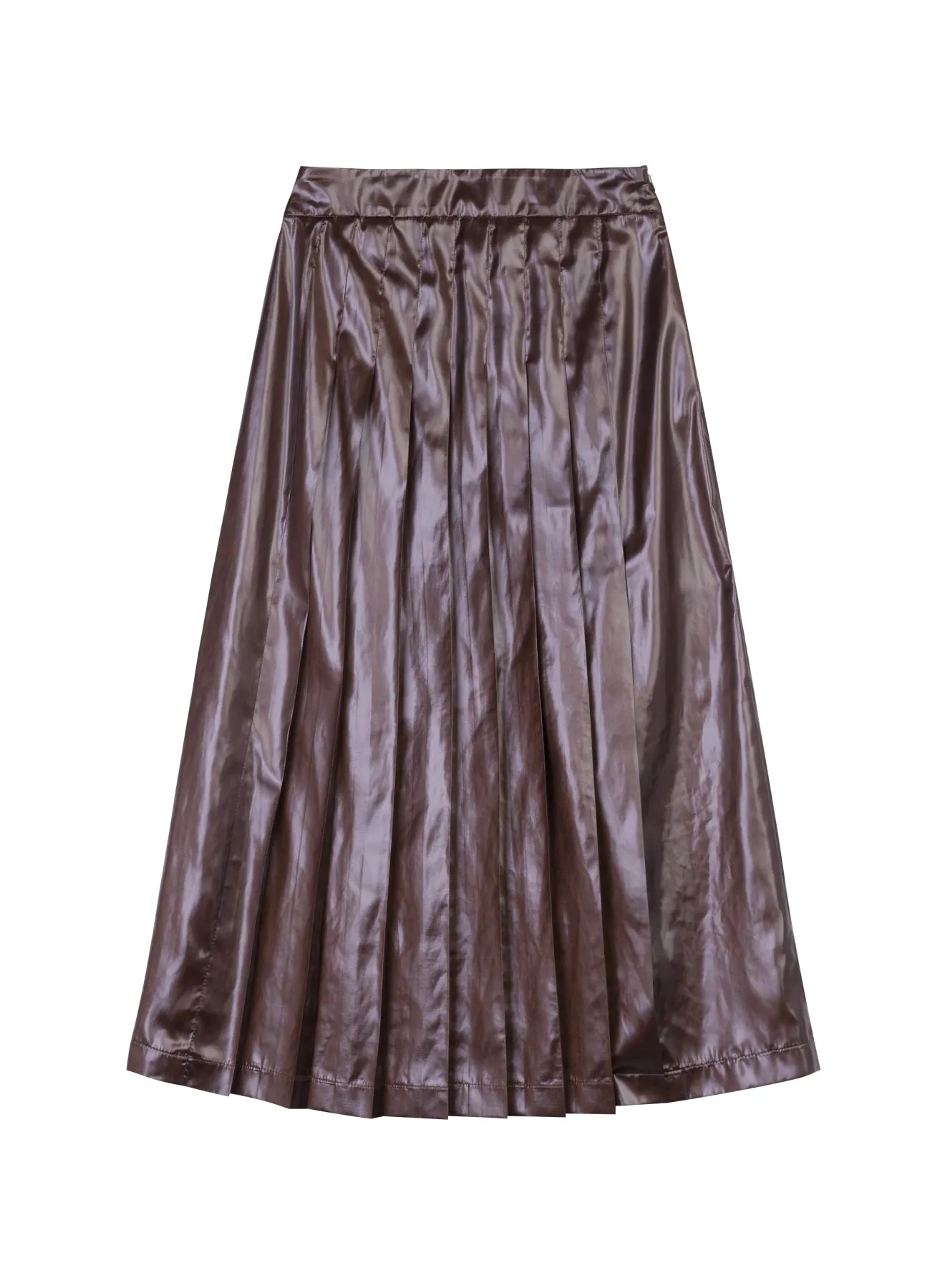 Cacao Taffeta Leather-Look Midi Skirt sold by Tela product image thumbnail 2