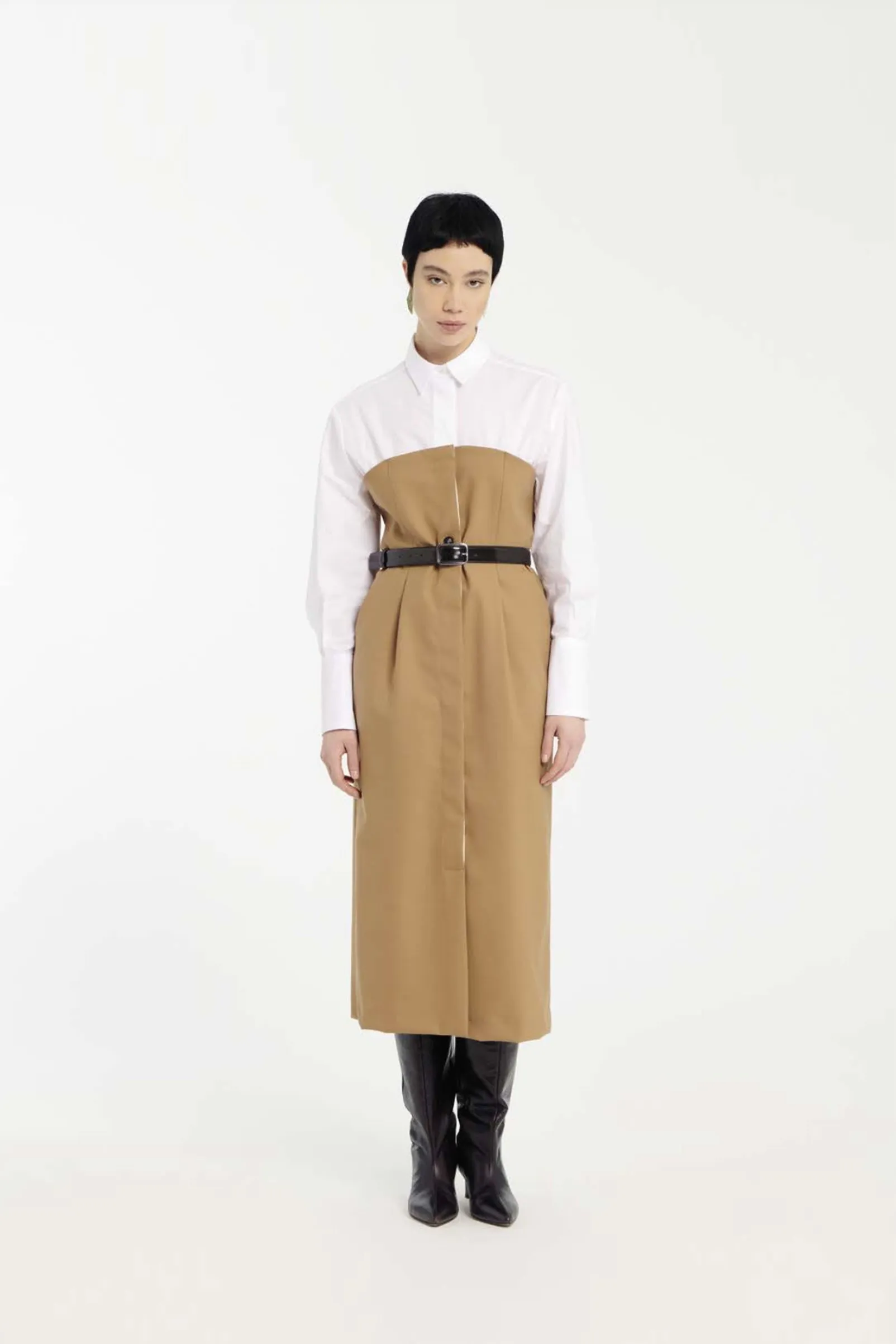 Technical Wool and Popeline Bustier Dress sold by Tela product image thumbnail 3