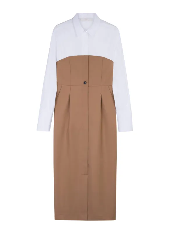 Technical Wool and Popeline Bustier Dress sold by Tela