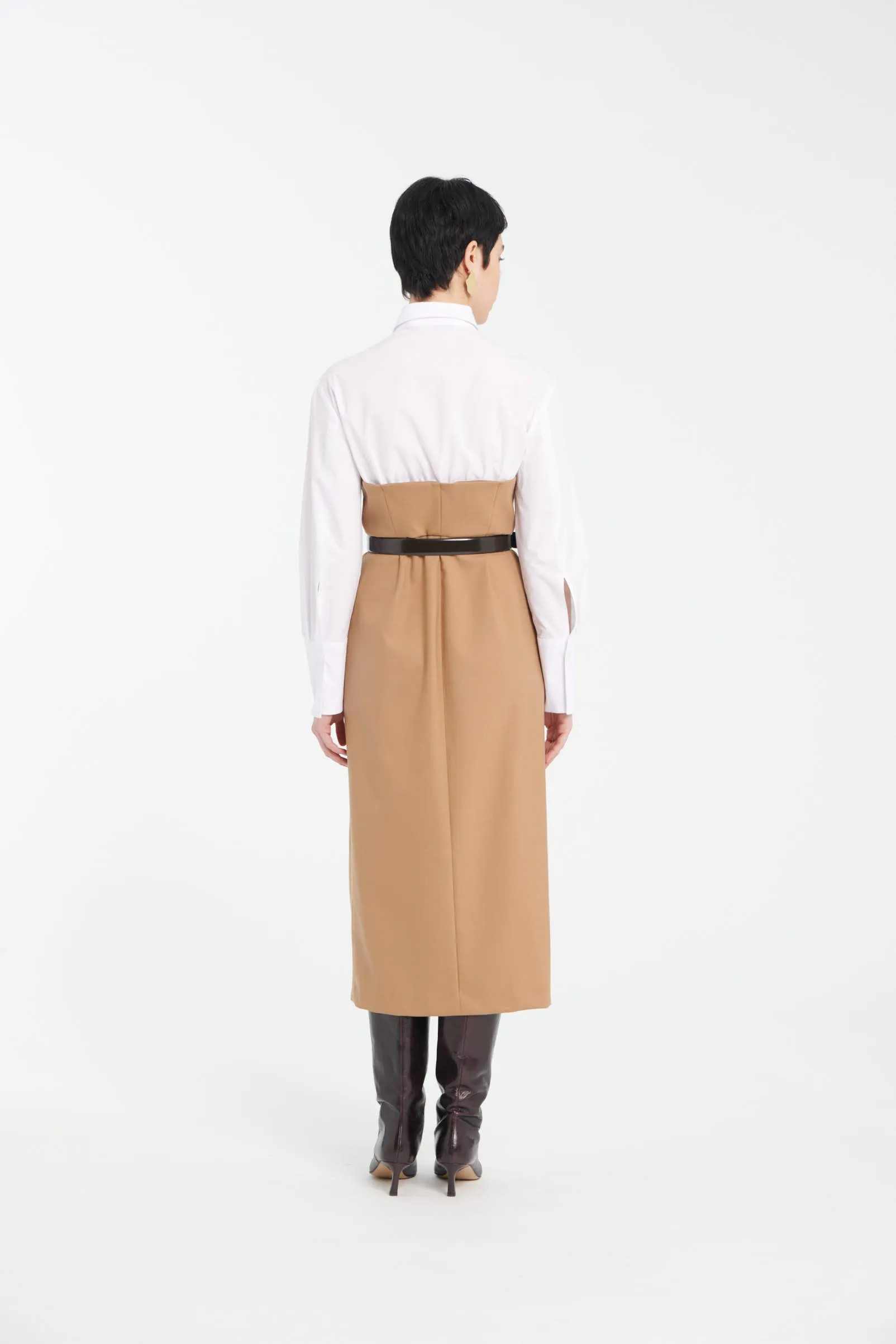 Technical Wool and Popeline Bustier Dress sold by Tela product image thumbnail 4