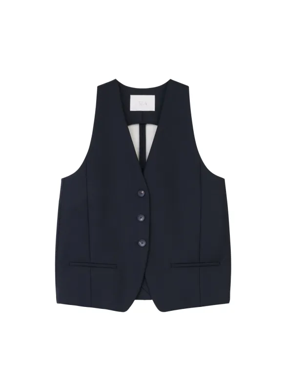 Black Scuba Wool Vest sold by Tela