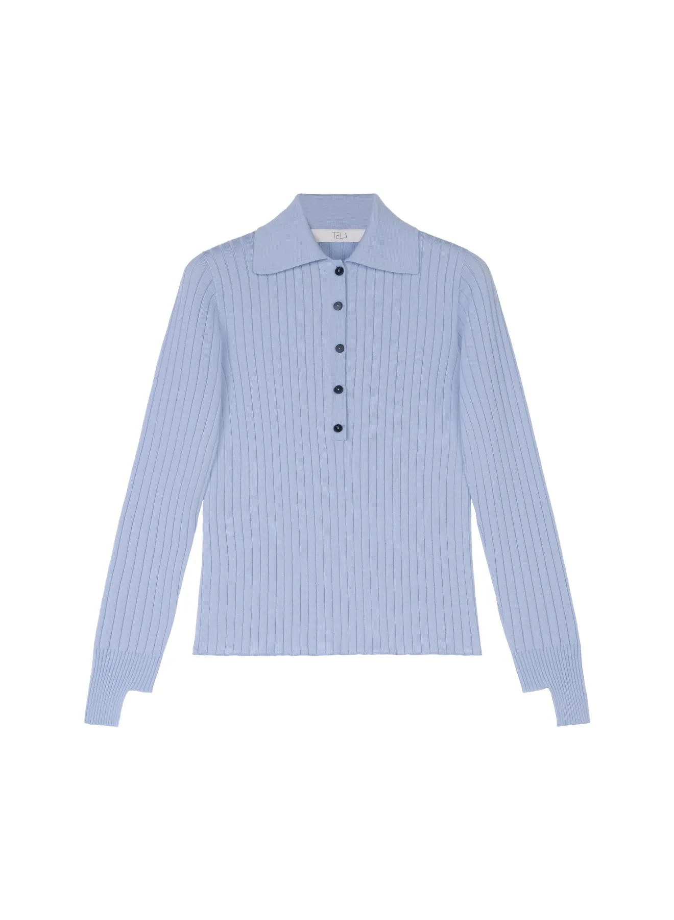 Ribbed Polo Shirt In Merino Wool sold by Tela