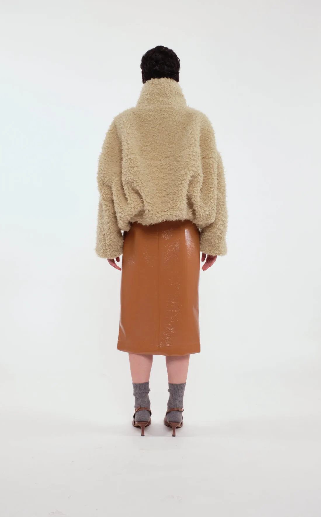 Light Green Zip-Up Teddy Jacket sold by Tela product image thumbnail 4