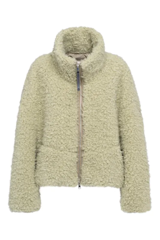 Light Green Zip-Up Teddy Jacket sold by Tela