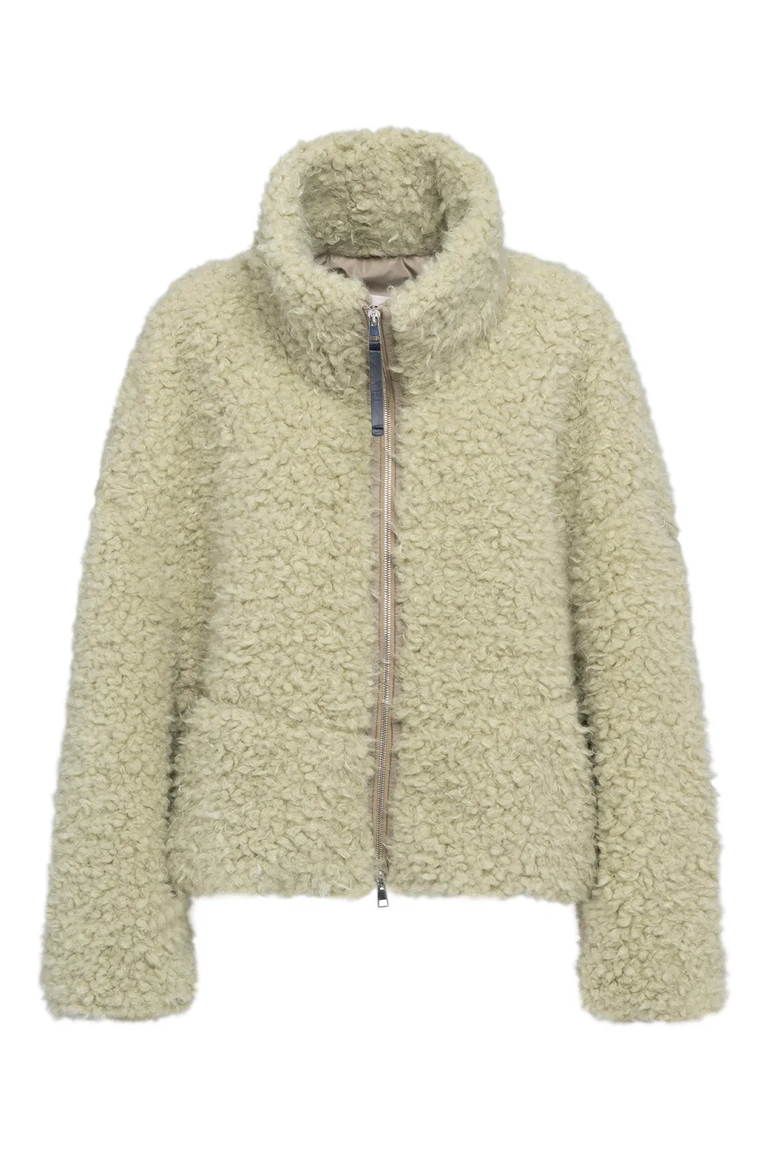 Light Green Zip-Up Teddy Jacket sold by Tela